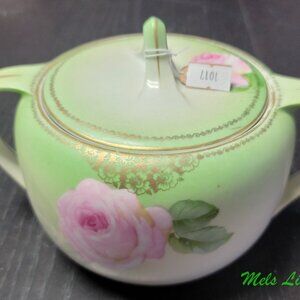 Vintage RS Reinhold Schlegelmilch Germany Hand Painted Sugar Bowl With Roses